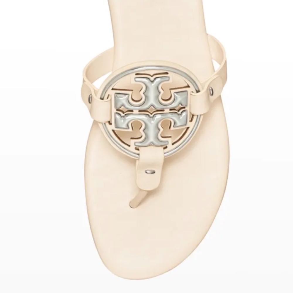 Tory Burch Metal Miller Soft Leather Sandals 9 New Cream